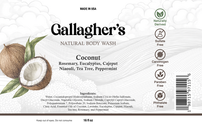 Gallagher's Coconut Natural Body Wash  |  Essential oil blend