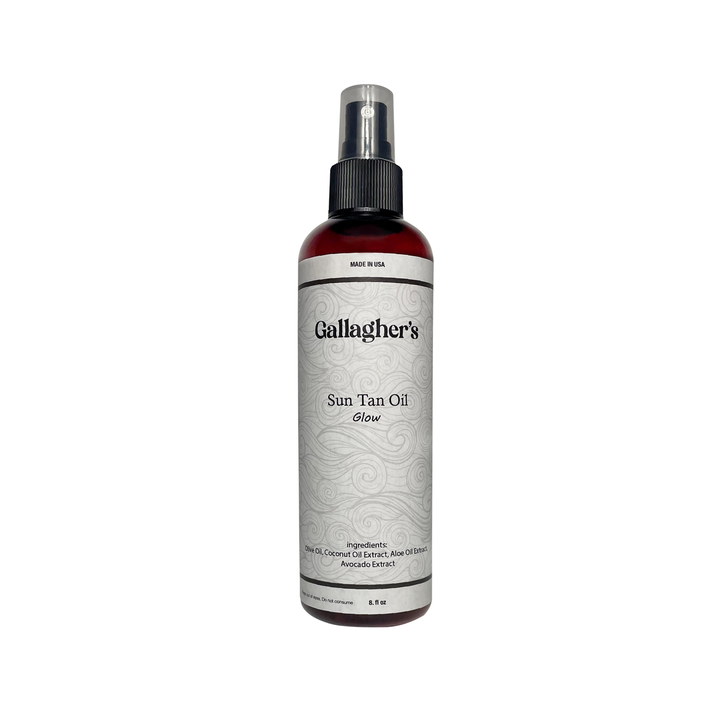 Gallagher's Sun Tan Oil  |  Olive + Coconut Oil All Natural Ingredients  |  NO Benzene, Alcohols or Cancer Causing Chemicals